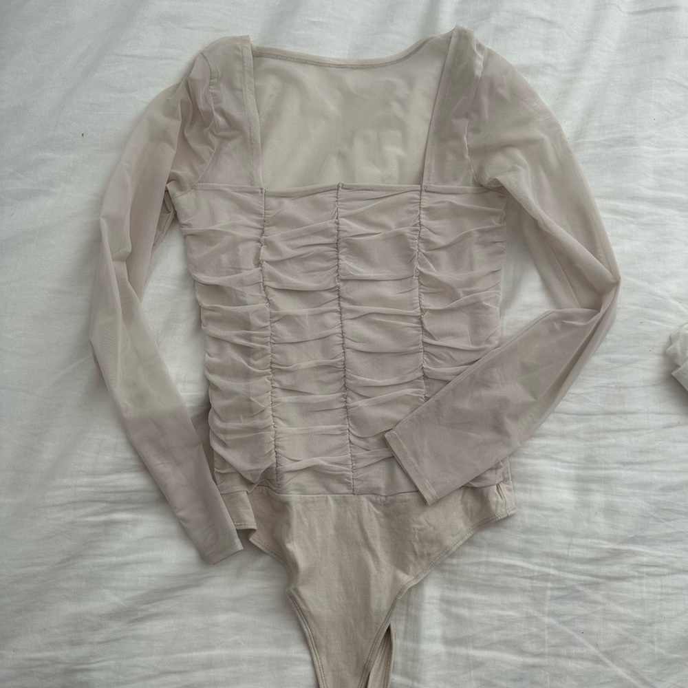 Mesh White/Cream Bodysuit Abercrombie
